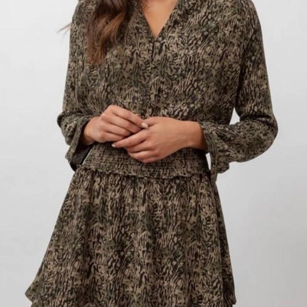 Rails Jasmine Olive Static Animal Print Mini Dress – Size M